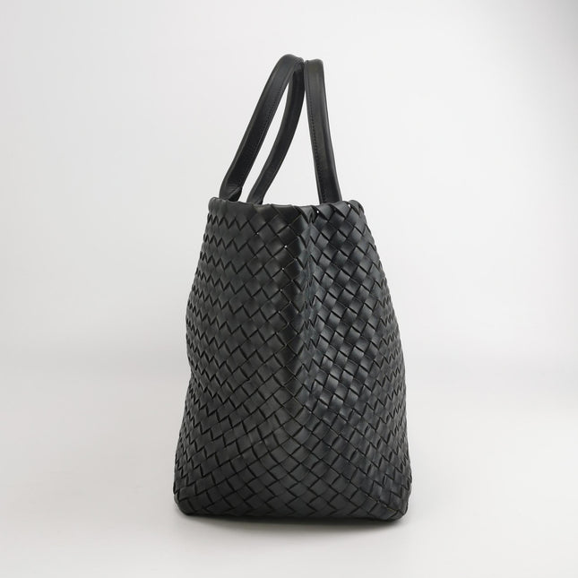 Bottega Veneta Cabat Large Intreccio Leather Tote Bag Black 40cm