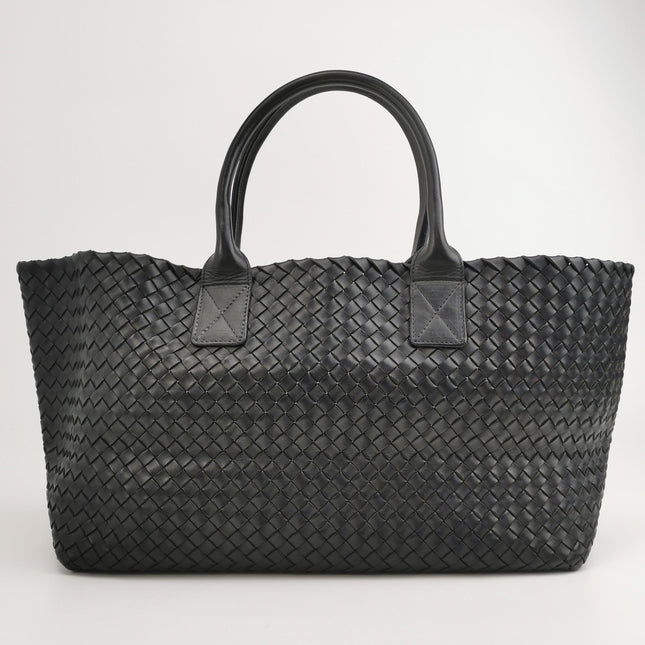 Bottega Veneta Cabat Large Intreccio Leather Tote Bag Black 40cm