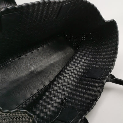 Bottega Veneta Cabat Large Intreccio Leather Tote Bag Black 40cm