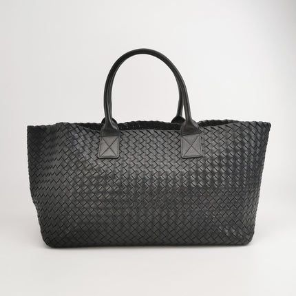 Bottega Veneta Cabat Large Intreccio Leather Tote Bag Black 40cm