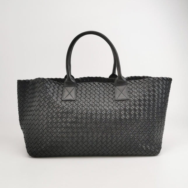 Bottega Veneta Cabat Large Intreccio Leather Tote Bag Black 40cm