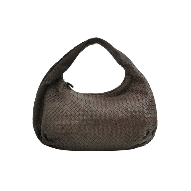 Bottega Veneta Belly Hobo Intreccio Leather Dark Chocolate Brown Large 50cm