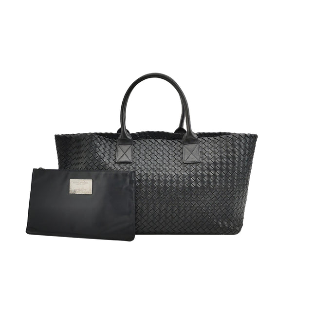 Bottega Veneta Cabat Large Intreccio Leather Tote Bag Black 40cm
