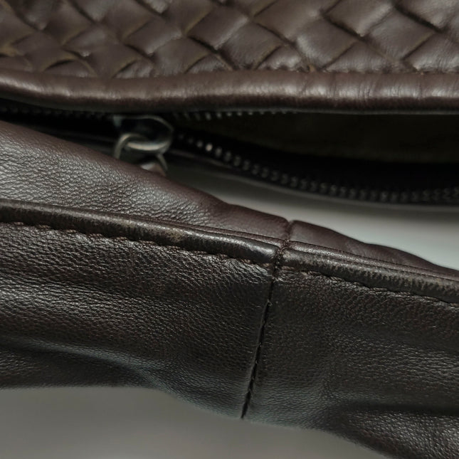 Bottega Veneta Belly Hobo Intreccio Leather Dark Chocolate Brown Large 50cm