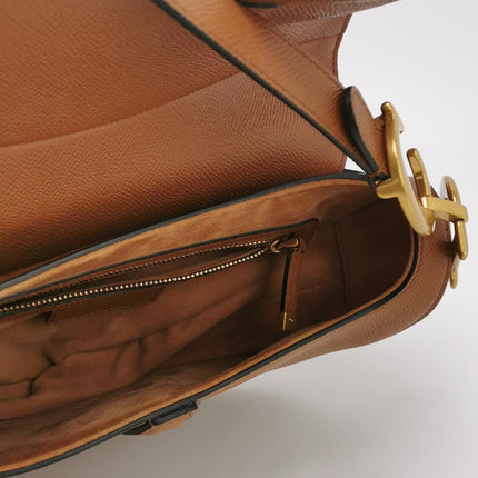 Dior Saddle 2022 Medium Tan Brown Grained Calfskin Leather Bag with Strap