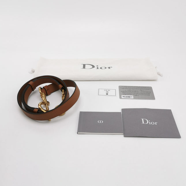 Dior Saddle 2022 Medium Tan Brown Grained Calfskin Leather Bag with Strap