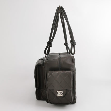 Chanel Cambon Large Dark Brown Calfskin Leather Double Strap Handbag