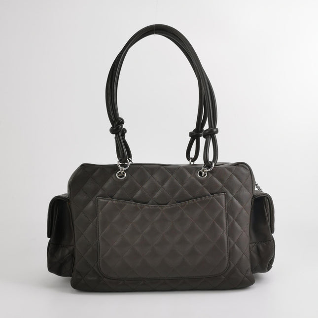 Chanel Cambon Large Dark Brown Calfskin Leather Double Strap Handbag