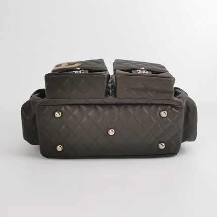 Chanel Cambon Large Dark Brown Calfskin Leather Double Strap Handbag