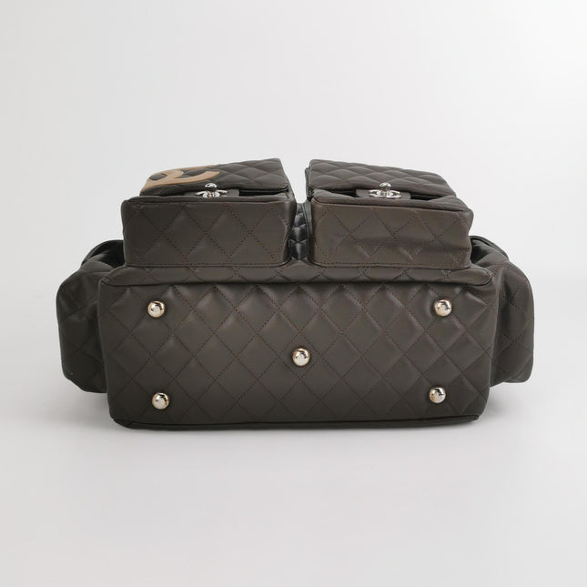 Chanel Cambon Large Dark Brown Calfskin Leather Double Strap Handbag