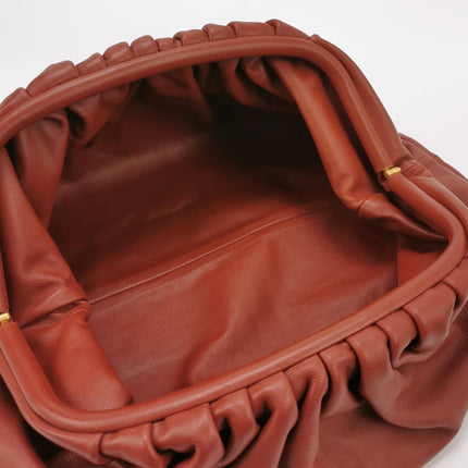 Bottega Veneta Pouch Calfskin Leather Brick Red Large