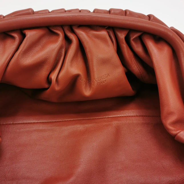 Bottega Veneta Pouch Calfskin Leather Brick Red Large