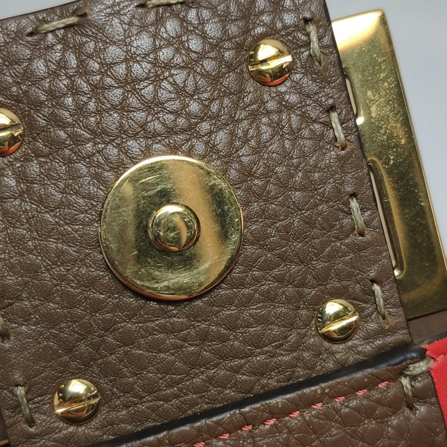 Fendi Baguette Selleria Calfskin Leather Crossbody Bag Large Brown