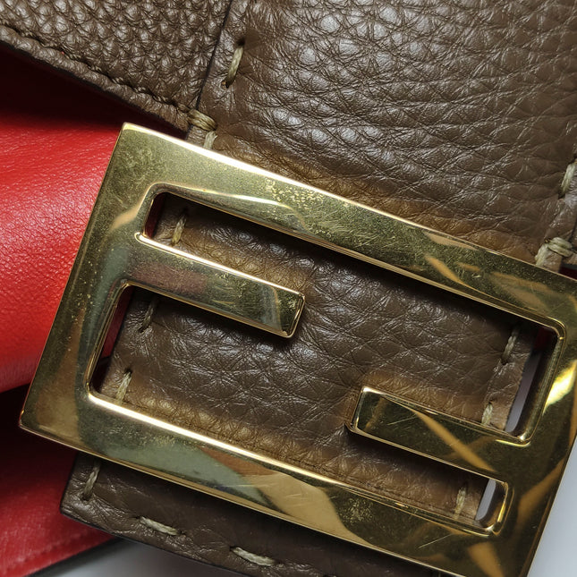 Fendi Baguette Selleria Calfskin Leather Crossbody Bag Large Brown