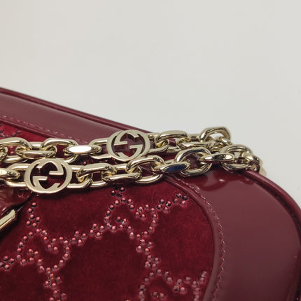 Gucci Jackie 1961 Mini Burgundy Velvet with Crystals Bag