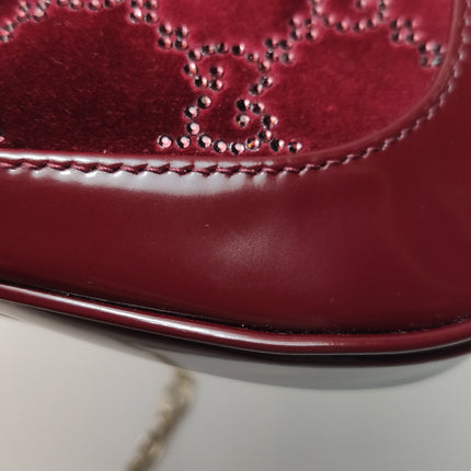 Gucci Jackie 1961 Mini Burgundy Velvet with Crystals Bag