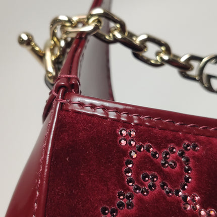 Gucci Jackie 1961 Mini Burgundy Velvet with Crystals Bag