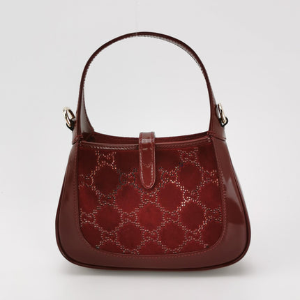 Gucci Jackie 1961 Mini Burgundy Velvet with Crystals Bag