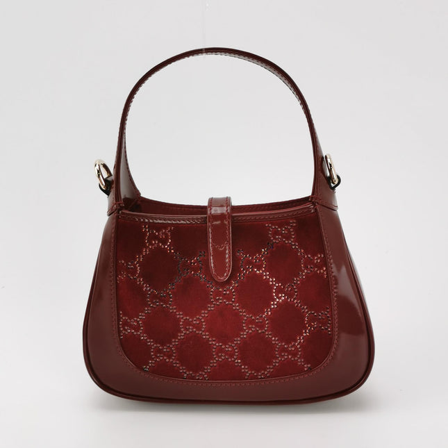 Gucci Jackie 1961 Mini Burgundy Velvet with Crystals Bag