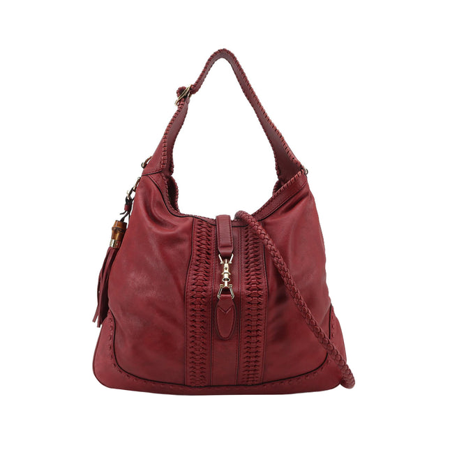 Gucci Jackie 1961 Large Red Calfskin Leather With Long Strap-Luxbags