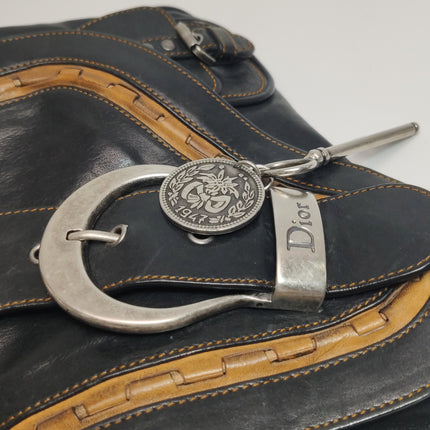Dior Vintage Gaucho Mini Black Leather Crossbody Bag
