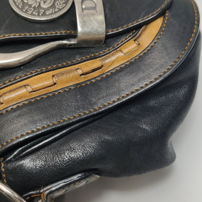 Dior Vintage Gaucho Mini Black Leather Crossbody Bag