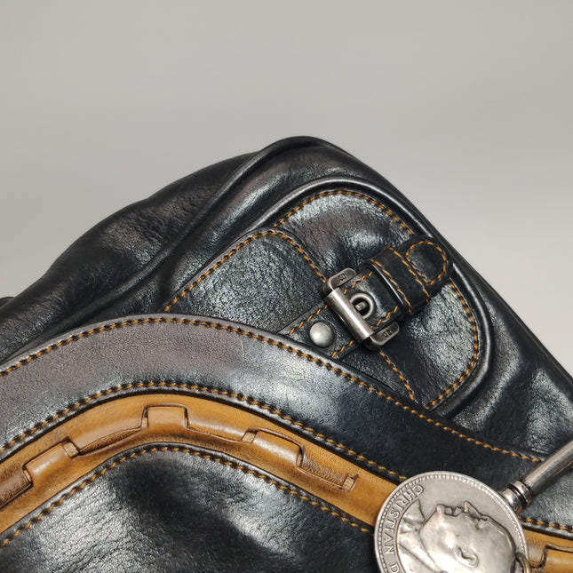 Dior Vintage Gaucho Mini Black Leather Crossbody Bag