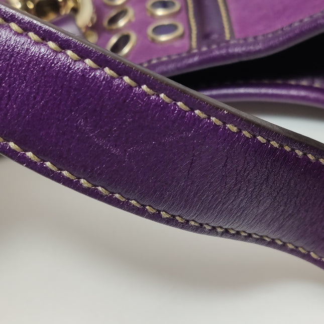 Gucci Jackie Vintage Large Purple Suede Leather Ringlets Decoration