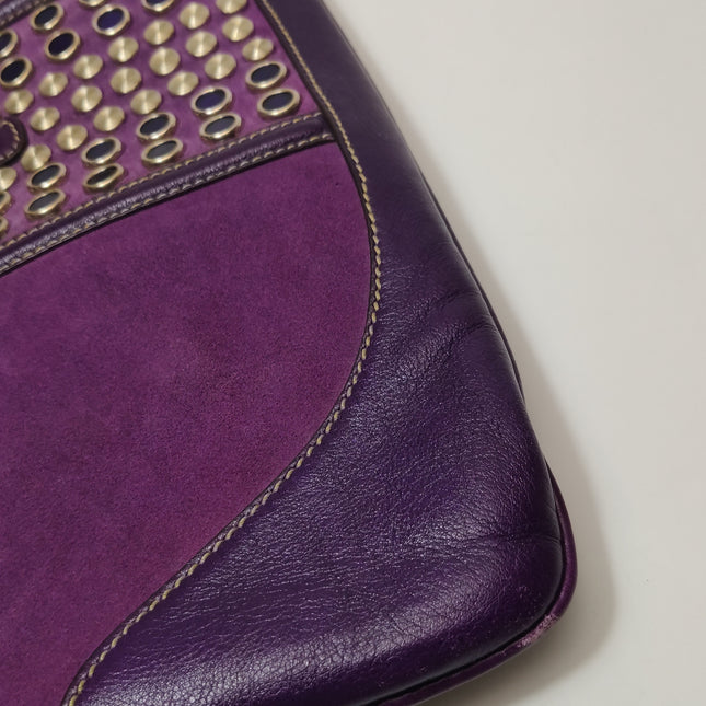 Gucci Jackie Vintage Large Purple Suede Leather Ringlets Decoration