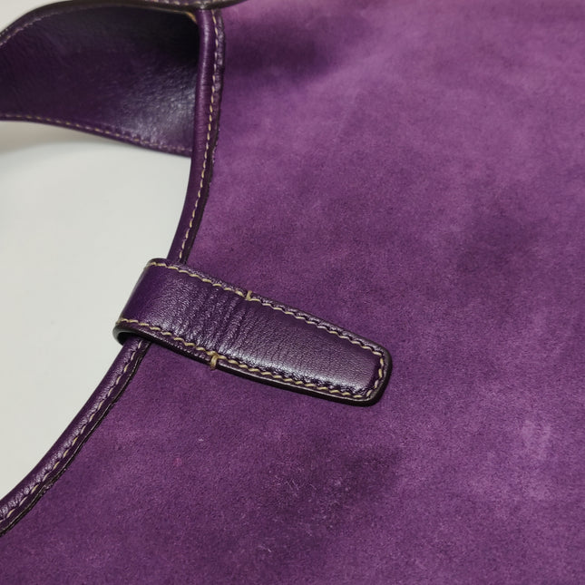 Gucci Jackie Vintage Large Purple Suede Leather Ringlets Decoration
