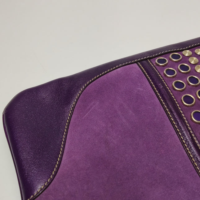 Gucci Jackie Vintage Large Purple Suede Leather Ringlets Decoration
