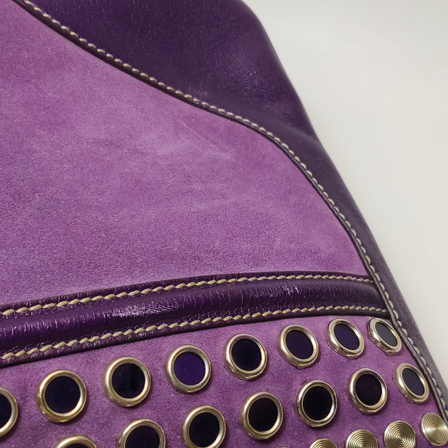 Gucci Jackie Vintage Large Purple Suede Leather Ringlets Decoration