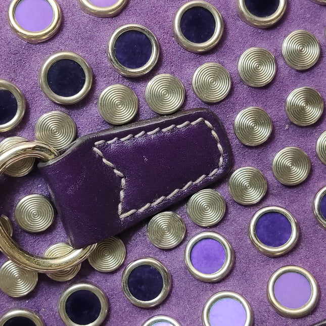 Gucci Jackie Vintage Large Purple Suede Leather Ringlets Decoration