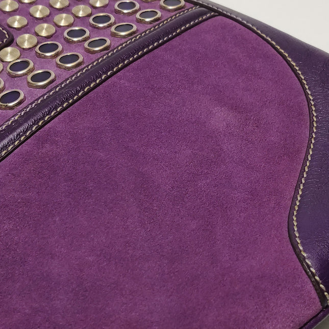 Gucci Jackie Vintage Large Purple Suede Leather Ringlets Decoration