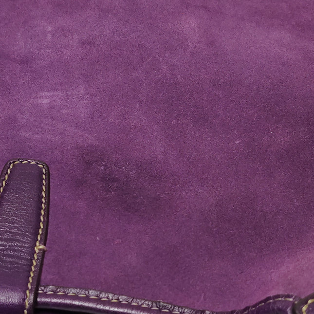 Gucci Jackie Vintage Large Purple Suede Leather Ringlets Decoration