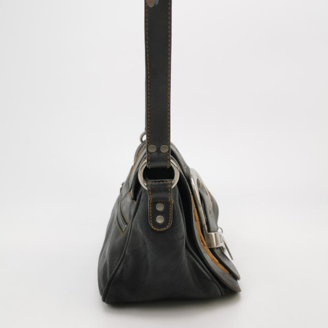 Dior Vintage Gaucho Mini Black Leather Crossbody Bag