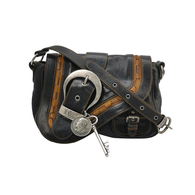 Dior Vintage Gaucho Mini Black Leather Crossbody Bag
