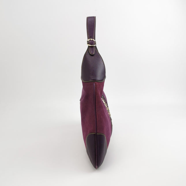Gucci Jackie Vintage Large Purple Suede Leather Ringlets Decoration