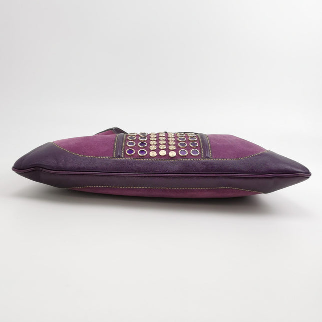 Gucci Jackie Vintage Large Purple Suede Leather Ringlets Decoration