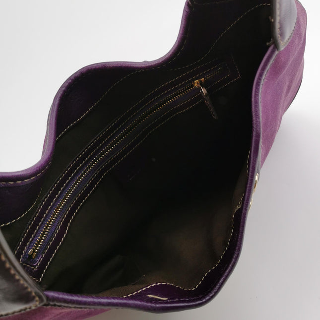 Gucci Jackie Vintage Large Purple Suede Leather Ringlets Decoration