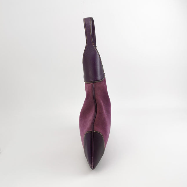 Gucci Jackie Vintage Large Purple Suede Leather Ringlets Decoration