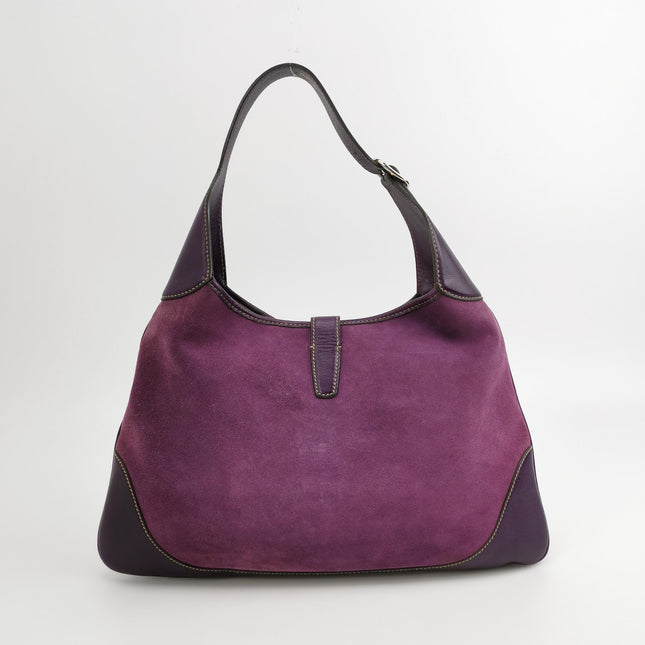 Gucci Jackie Vintage Large Purple Suede Leather Ringlets Decoration