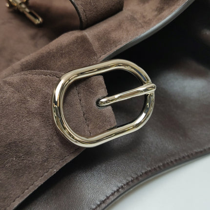Gucci Jackie 1961 Large Dark Brown Suede Leather With Long Strap