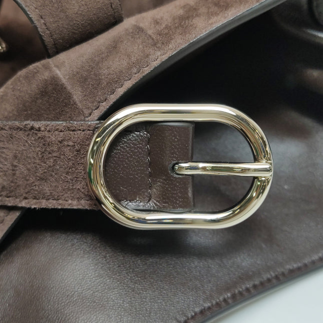 Gucci Jackie 1961 Large Dark Brown Suede Leather With Long Strap