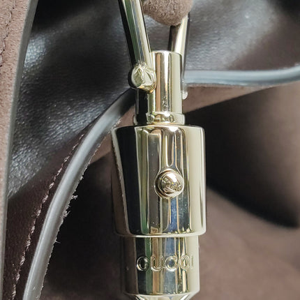 Gucci Jackie 1961 Large Dark Brown Suede Leather With Long Strap