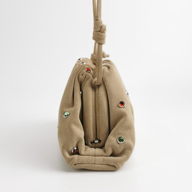 Bottega Veneta Pouch Mini Brown Suede with Multicolor Gems