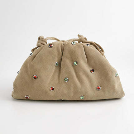 Bottega Veneta Pouch Mini Brown Suede with Multicolor Gems
