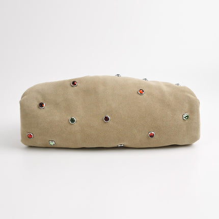 Bottega Veneta Pouch Mini Brown Suede with Multicolor Gems