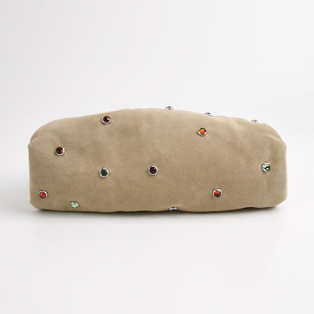 Bottega Veneta Pouch Mini Brown Suede with Multicolor Gems