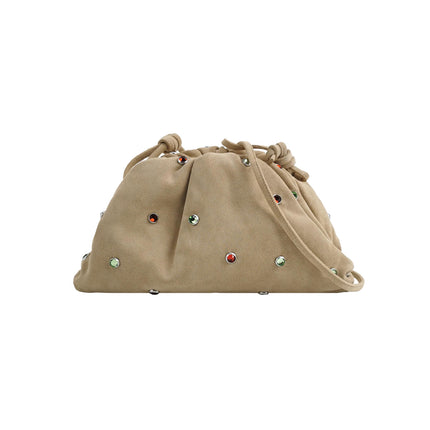 Bottega Veneta Pouch Mini Brown Suede with Multicolor Gems